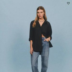 Reformation Will Oversized Button Up Shirt - Black